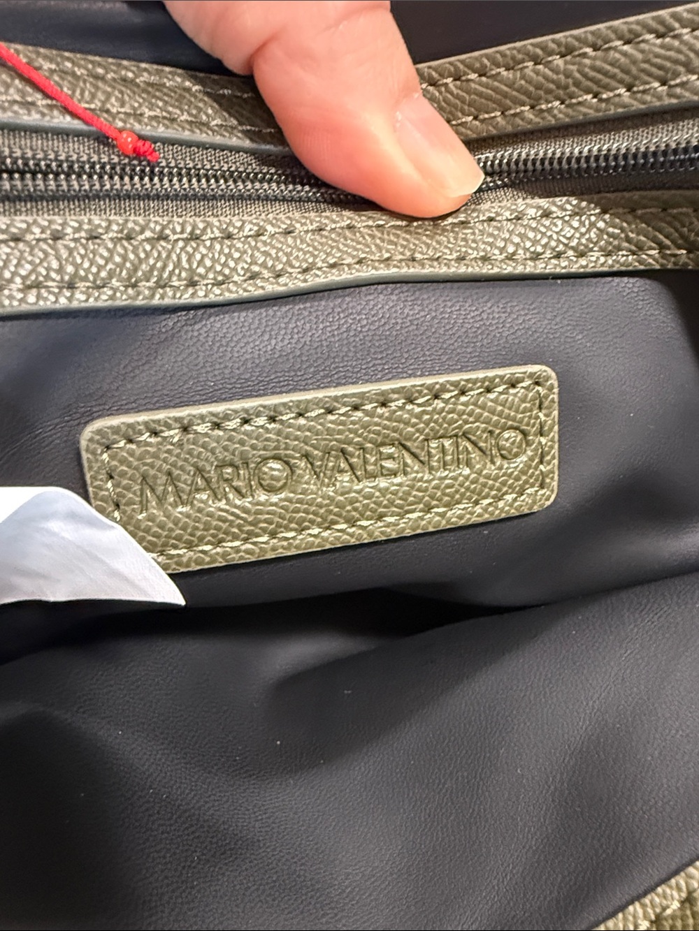 Mario Valentino Olive Nylon Tote with Gold Hardware and Detachable Logo Strap - Picture 8 of 8
